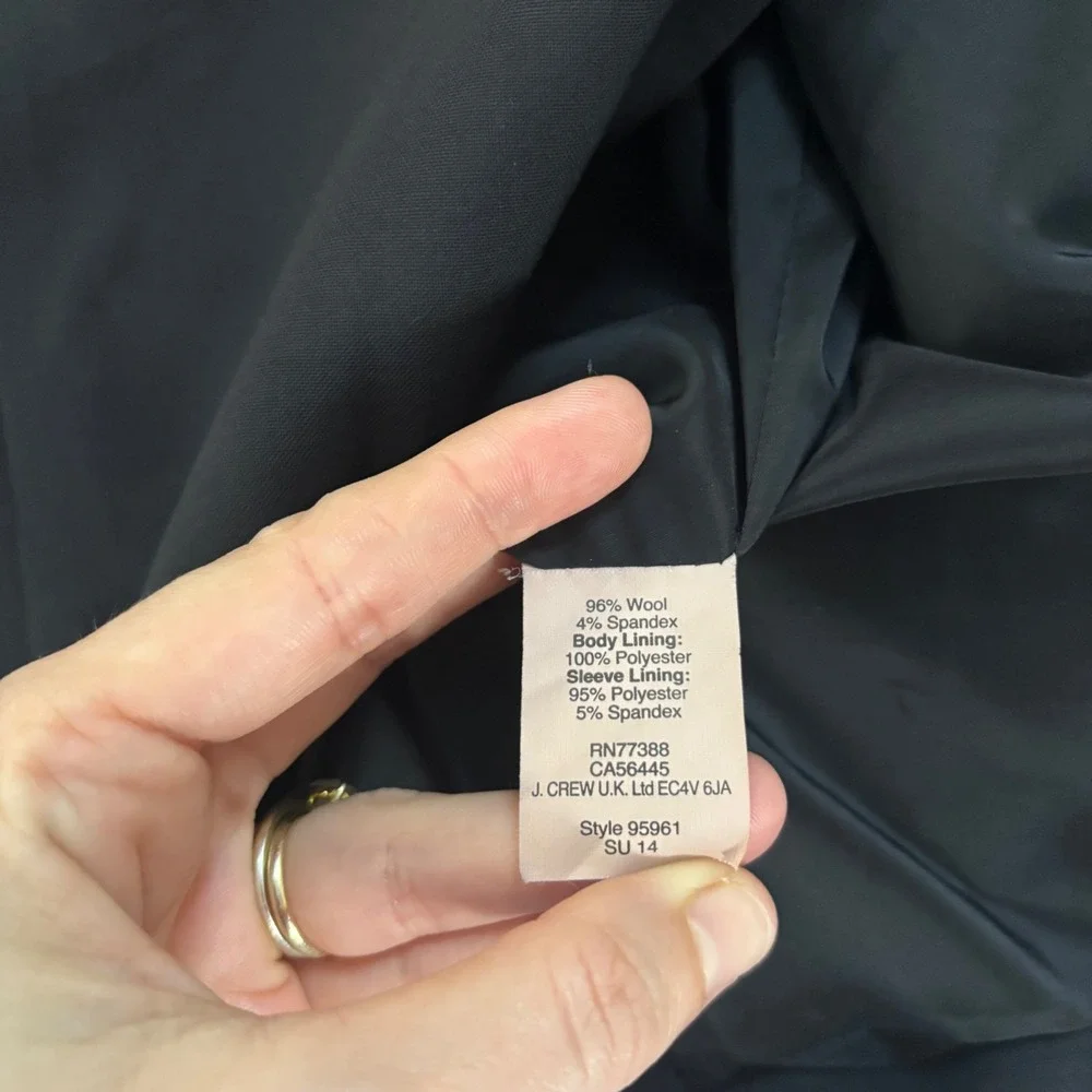 J.Crew 1035 Bi-Stretch Wool Blazer Black Two-Button Jacket 95961 Womens 6